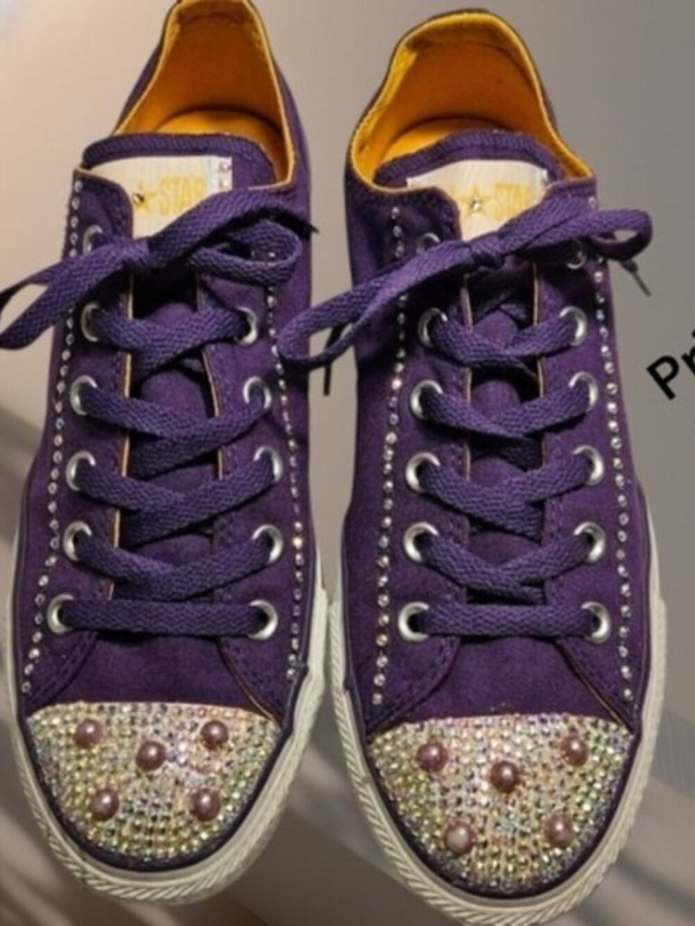 Custom Converse SZ 10 Pop Rock Star Prince Hall of Fame Chuck Taylor Low Tops